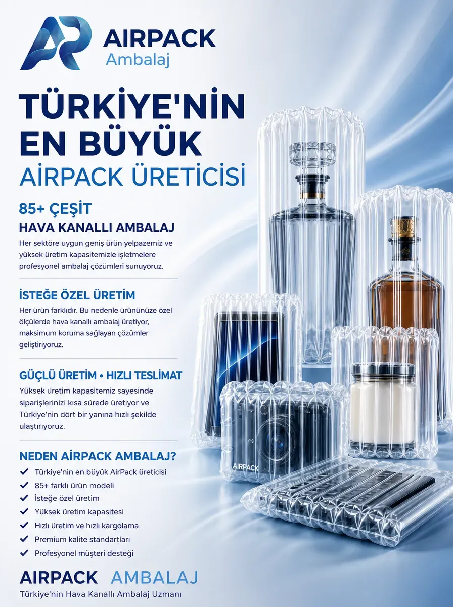 Şişe, kavanoz ve elektronik ürünler için hava kanallı airpack ambalaj çeşitleri